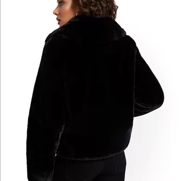 NWT $169 size XS/S faux fur black New York & Co jacket - Picture 3 of 12
